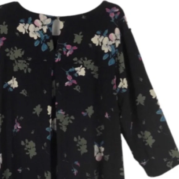 J Jill Wearever Perfect Black Floral Ballet Sleeve Dress Size 2X - Picture 11 of 16